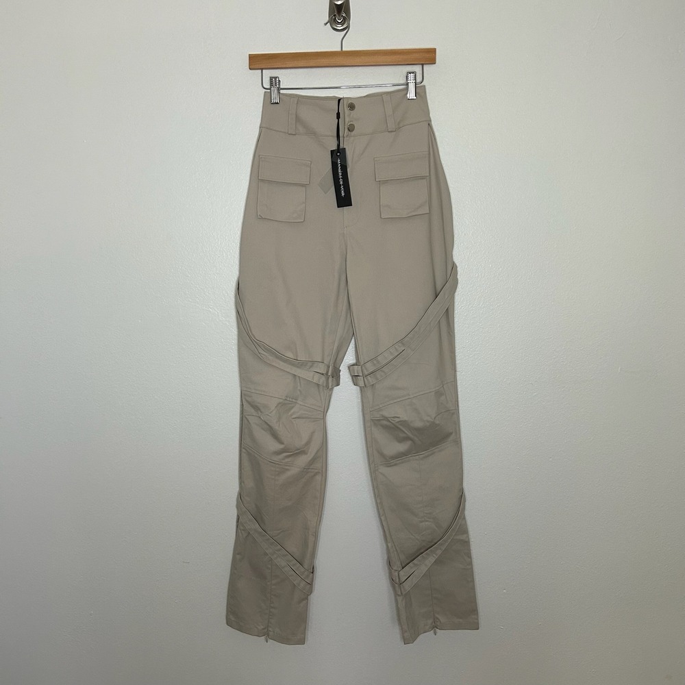 Maniere De Voir High Waisted Strap Cargo Pants Beige US 2 NWT